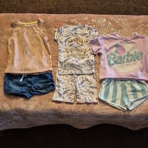 Barbie Kids Short Set - Pink, Blue, and Gold Accents
